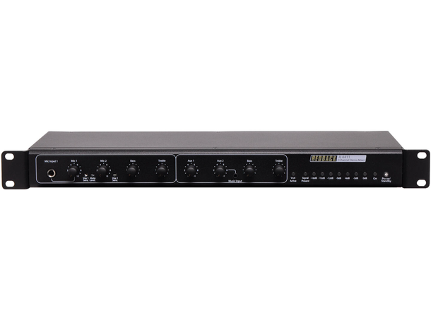 REDBACK A4411 Rackmikser med 4 innganger 2 mik, 2 linje. Stereo ut 