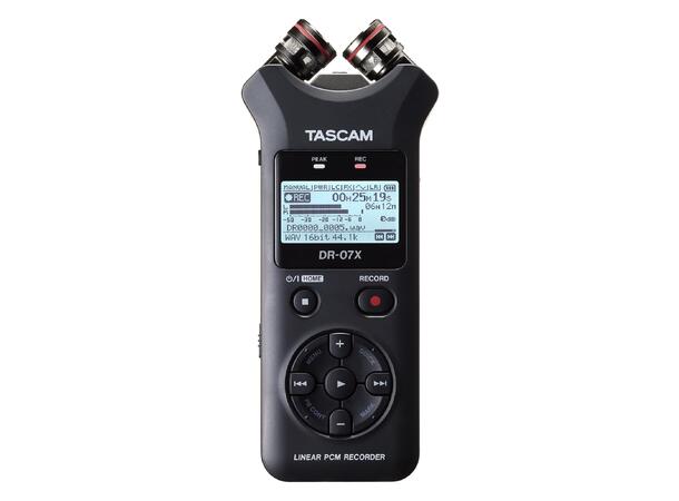 TASCAM DR-07X handheld stereo recorder cardoid microphones with A/B or X/Y