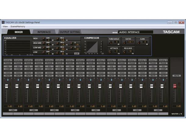 TASCAM US-16X08 USB Audio/MIDI Interface (16 in/8 out) 
