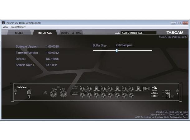 TASCAM US-16X08 USB Audio/MIDI Interface (16 in/8 out)