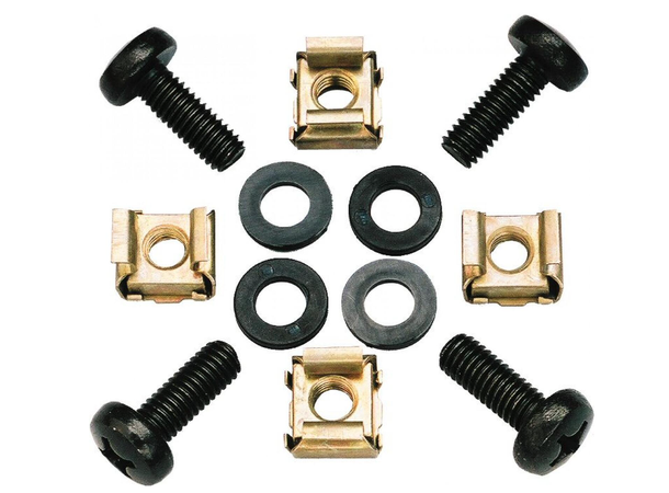 KAGU M6 rackskrue kit. 2mm nut 4x M6x16 mm,4x skiver, 4x 2mm nut 