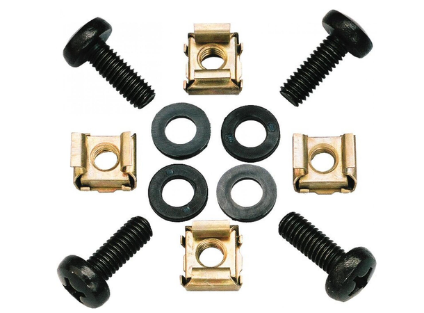 KAGU M6 rackskrue kit. 2mm nut 4x M6x16 mm,4x skiver, 4x 2mm nut