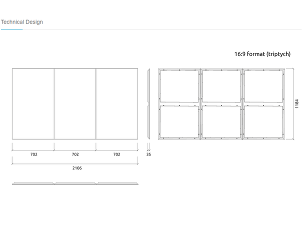 Artnovion Azores AE 16:9 Custom Print 3 stk panel a 702 x 1184 mm
