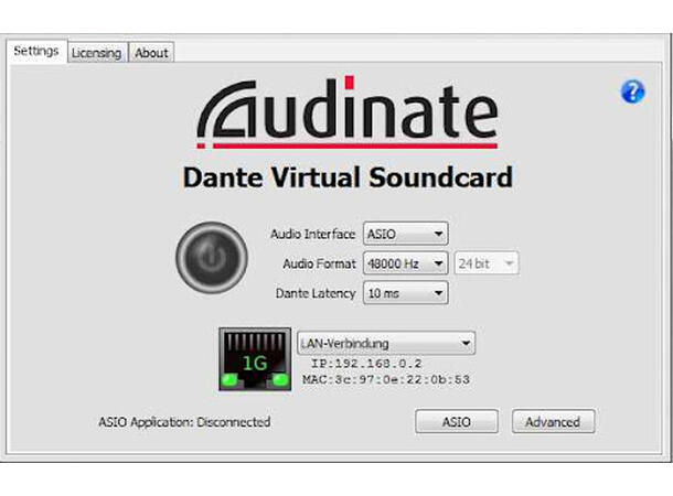 Audinate DVS (Single) Virtual Soundcard Single maschine License Token Dante 