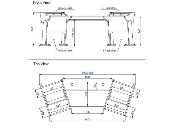 Zaor ONDA II angeled Cherry Producer desk, 4 x 6 RU, angeled 