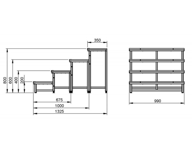 Alustage Modular Stairs SM-02 200mm SM-02 modular stair I step 0,2m 