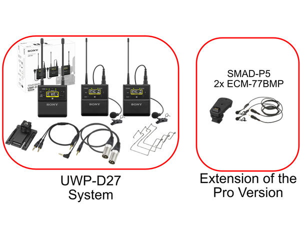 Sony UWP-D27 Trådløs Pro Bundle 1x Sony URX-P41D, 2x Sony UTX-B40 sende