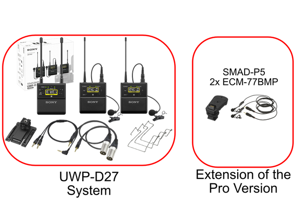Sony UWP-D27 Trådløs Pro Bundle 1x Sony URX-P41D, 2x Sony UTX-B40 sende 