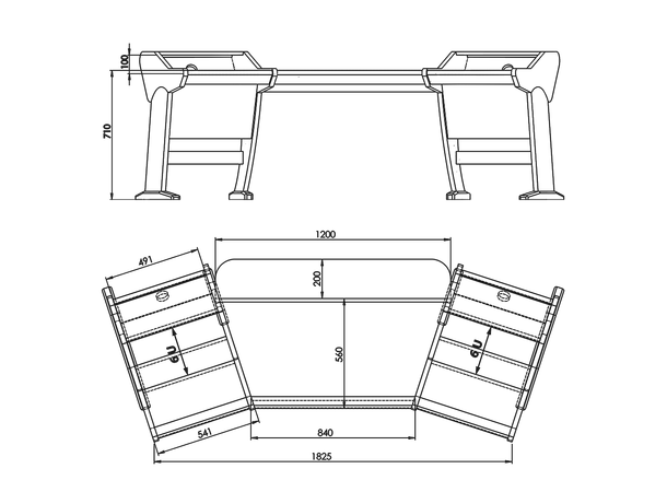 Zaor ONDA angeled Oak Producer desk, 2 x 6 RU, angeled, Oak