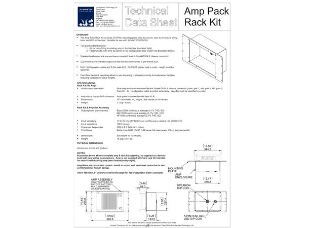 ATC R1-450 SUB Remote Single Amp Rack 7U 19"/7U Rack Mount, SCM0.1/12, SCM0.1/15 