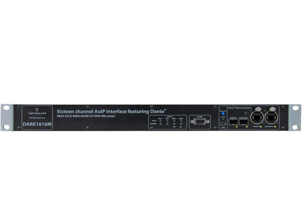 Glensound DARK1616M DANTE ADDA m/Mic Amp 16 kanals mikrofonforsterker, remote 19" 