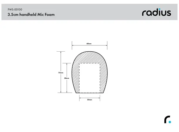 Radius 3.5cm Handheld Mic Foam Black, (35/50) 