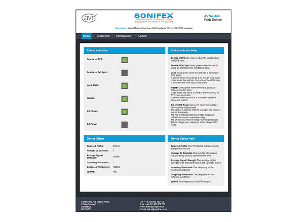 Sonifex AVN-GMCS PTP Grandmaster Clock GPS, IP, OCXO, Rackmount 