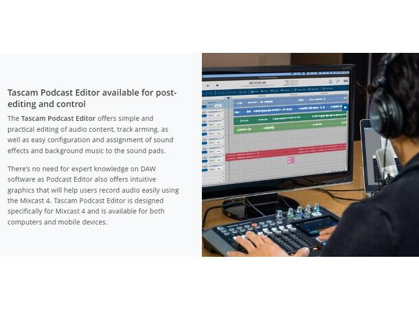 TASCAM MIXCAST 4 Podcast Station with built-in Recorder/ USB Audio IF 