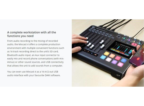 TASCAM MIXCAST 4 Podcast Station with built-in Recorder/ USB Audio IF 