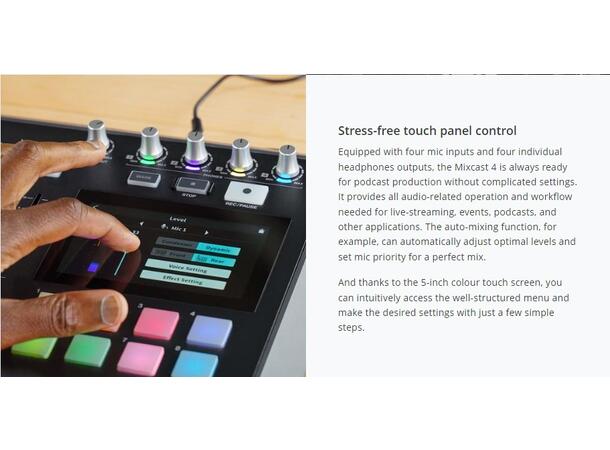 TASCAM MIXCAST 4 Podcast Station with built-in Recorder/ USB Audio IF 