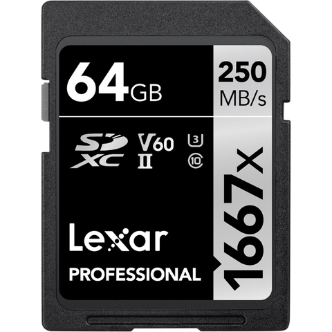 LEXAR 64GB Pro 1667X SDXC UHS-II U3 (V60) R250/W120