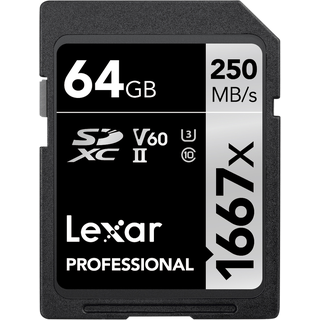 LEXAR 64GB Pro 1667X SDXC UHS-II U3 (V60) R250/W120