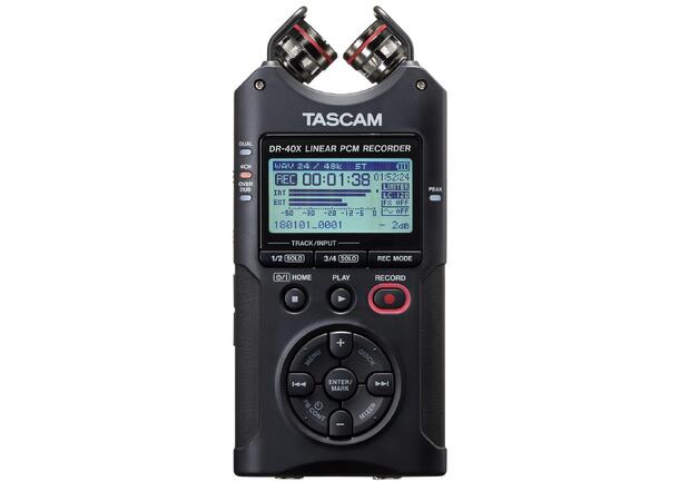 TASCAM DR-40X Handheld 4-track recorder dual recording (2x stereo), XLR Phantom 
