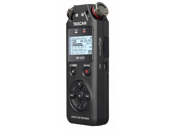 TASCAM DR-05X handheld stereo recorder omni-directional microphones