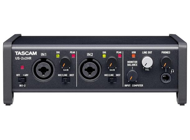 TASCAM US-2X2HR USB-C Audio Interface 2 ins (XLR/TRS)/2 outs 