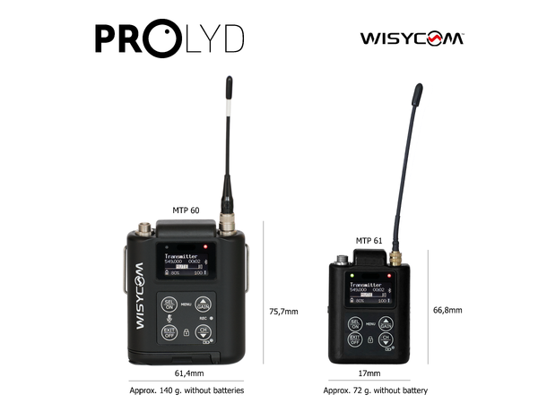 Wisycom MTP61 Miniature pocket TX Range 470 to 1260 Mhz