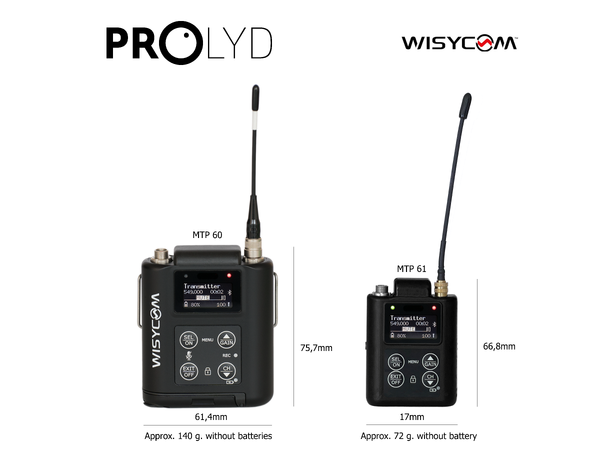Wisycom MTP61 Miniature pocket TX Range 470 to 1260 Mhz 
