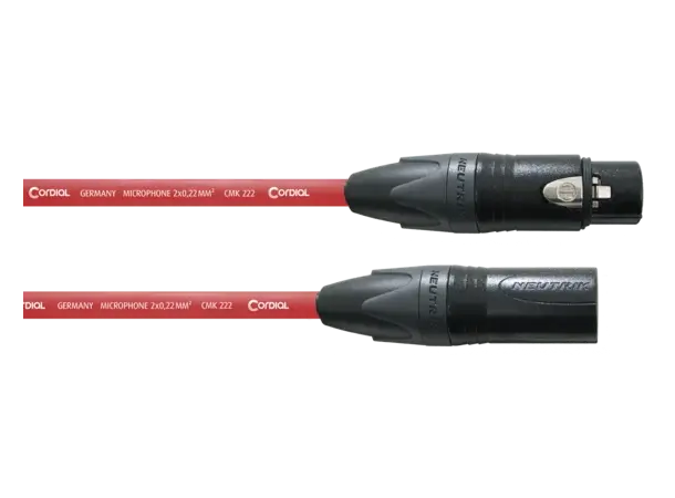 Cordial Select XLR kabel F-M RED 10m Balansert kabel,NEUTRIK-plugg,Rød kabel 