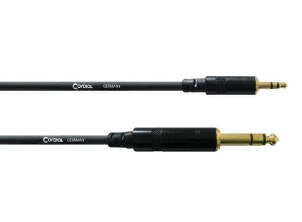 Cordial minijack-st.jack M-M 3m 3,5mm minijack han/6,3mm jack han 