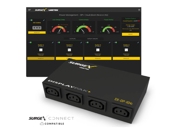 SurgeX Display Pak+ IP-styrt 4xC13 Smart PDU m/overspenningsvern 240V 