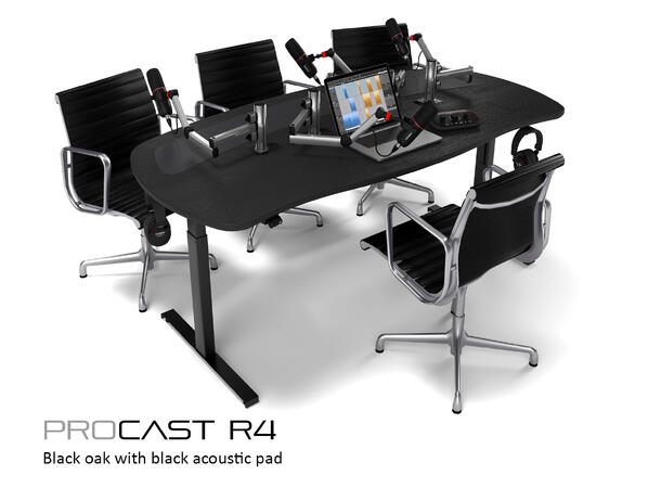 AKA Design ProCast R4 sit-stand desk 4 persons: 1 presenter and 3 guests 