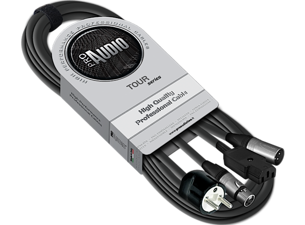 ProAudio TOUR66450L15BK Kombikabel 15 m, XLRm-XLRf + Schuko/EUR, Sort 