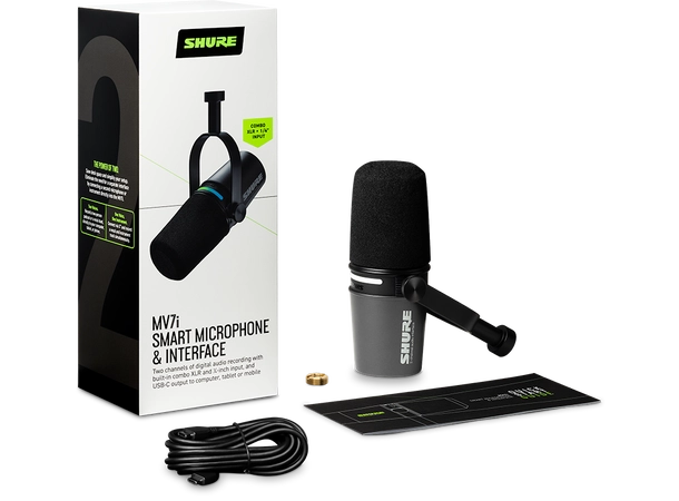 Shure MV7i Smart Mic + Interface USB mikrofon med audiointerface 