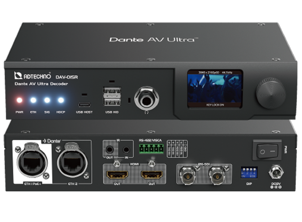 ADTECHNO DAV-01SR Dante AV Ultra Decoder Decode Dante AV Ultra Colibri to 12G-SDI 