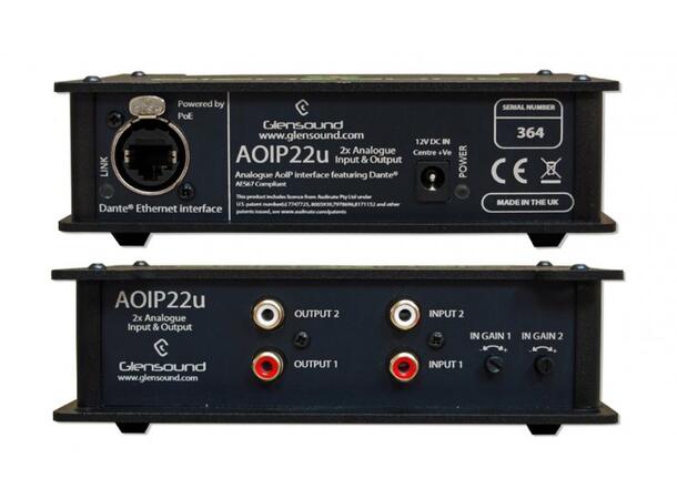 Glensound AoIP-22u analogue inputs & outputs 