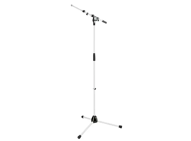 K&M 210/9 Hvit Mikrofonstativ m/galge Stativ i hvit med teleskopisk galge 