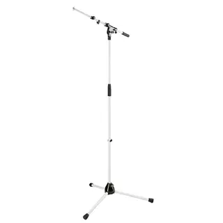 K&amp;M 210/9 Hvit Mikrofonstativ m/galge Stativ i hvit med teleskopisk galge