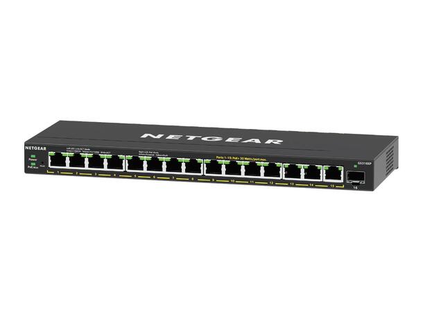 NETGEAR Plus GS316EP Switch,16 porter, Styrt 