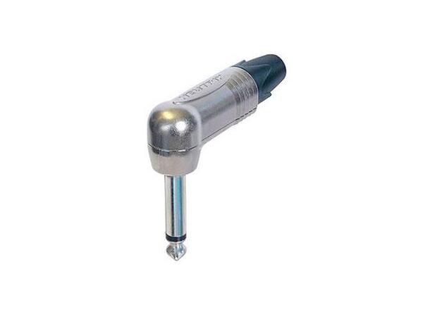 Neutrik kabel jack 2P vinkel 1/4"  Ubalansert jack, blank 