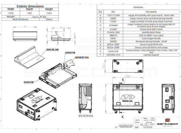 Santosom Mixer Flight case PRO-3 S6L-24D Avid S6L-24D Control Surface 