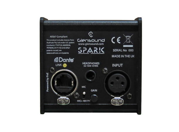 Glensound SPARK 3 Dante kommentator boks commentary 3x talkback in/ut 1 user 