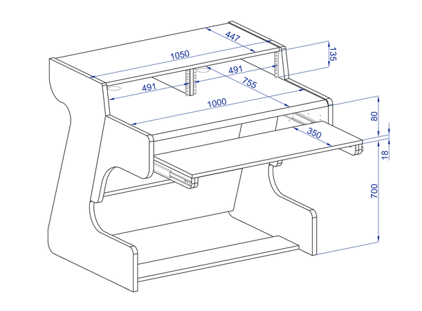 Zaor Miza 49 FLEX Anniversary 3 level desk, 6 RU, 49 key draw, Black 