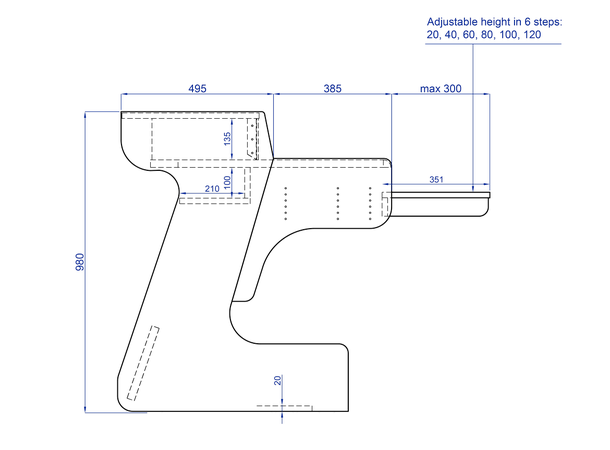 Zaor Miza 49 FLEX Anniversary 3 level desk, 6 RU, 49 key draw, Black 