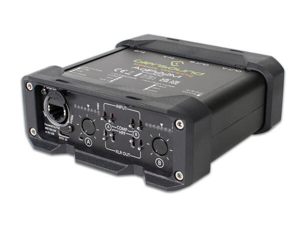 Glensound AoIP-22M Dual Mikrofonpre 2 Mic channel Amp Dante/AES67, DYN, 48v 
