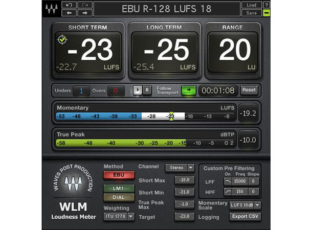 Waves WLM Loudness Meter Native For kringkasting, trailers og media