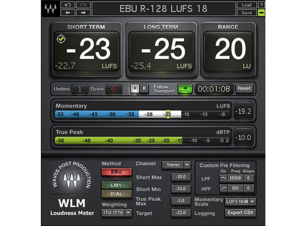Waves WLM Loudness Meter Native For kringkasting, trailers og media 