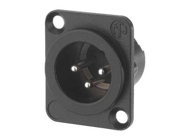 Neutrik chassi XLR han 3P sort For montering i eksempelvis SMRT bokser 